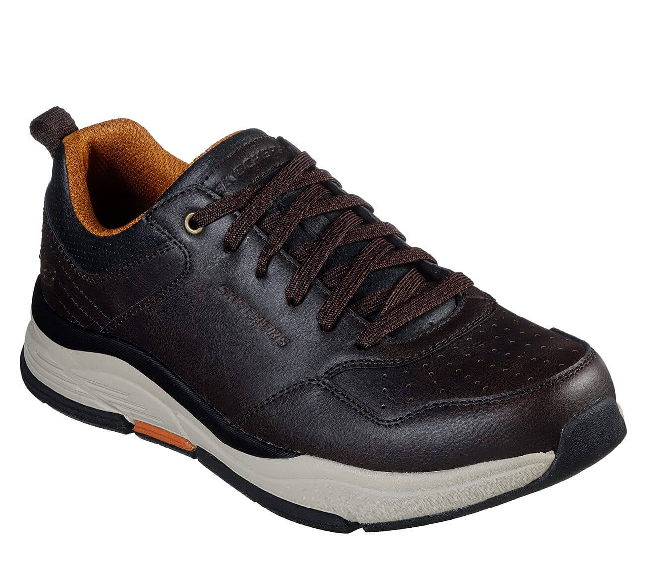 Skechers men's shop brown leather shoe